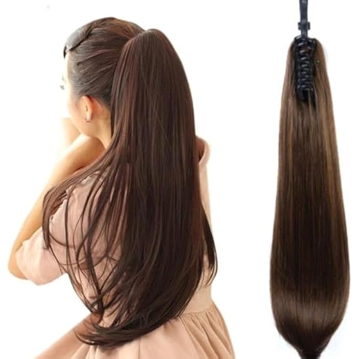 DILLARDS Straight Long Brown Ponytail Synthetic Hair Washable And Heat - Image 2